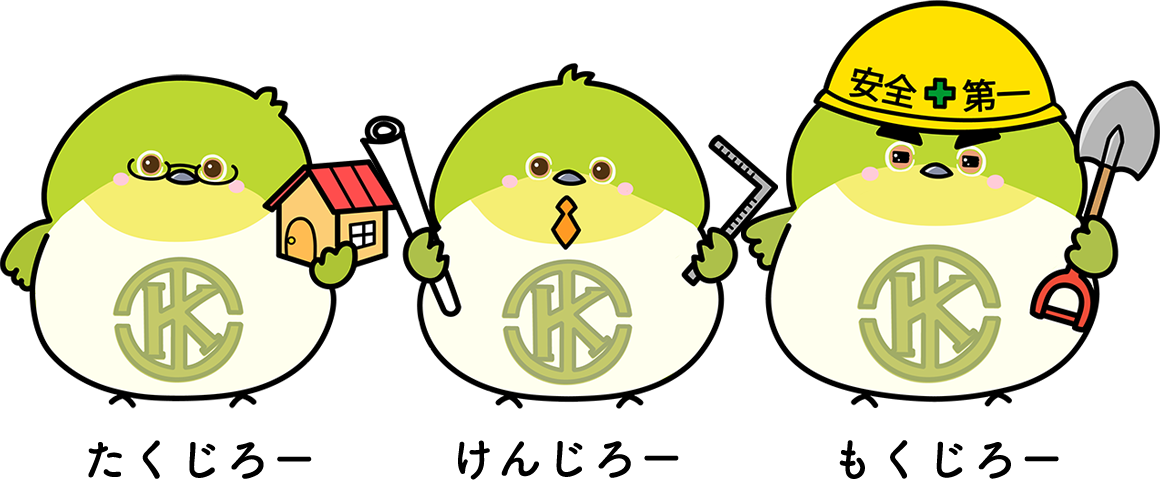 マスコットキャラクター けんじろー、たくじろー、もくじろー